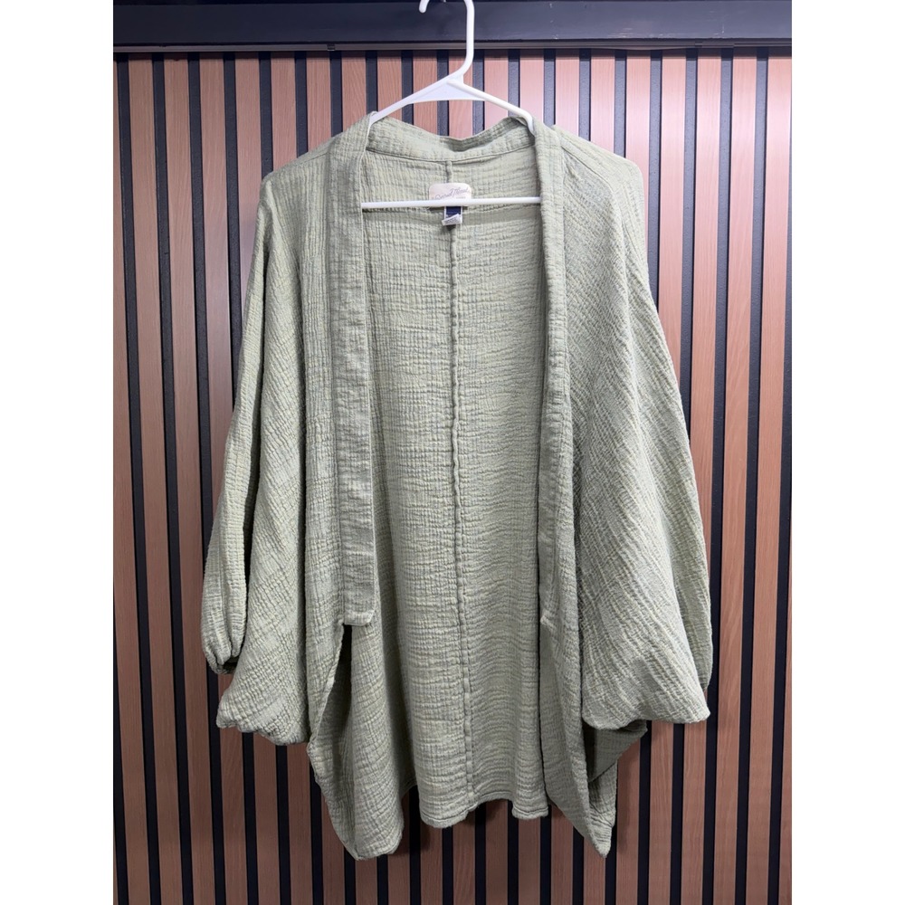 Universal Thread Sage Green Textured Gauze Kimono Cardigan Wrap OSFM